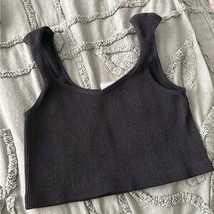 Cotton On Black Ribbed Crop Top